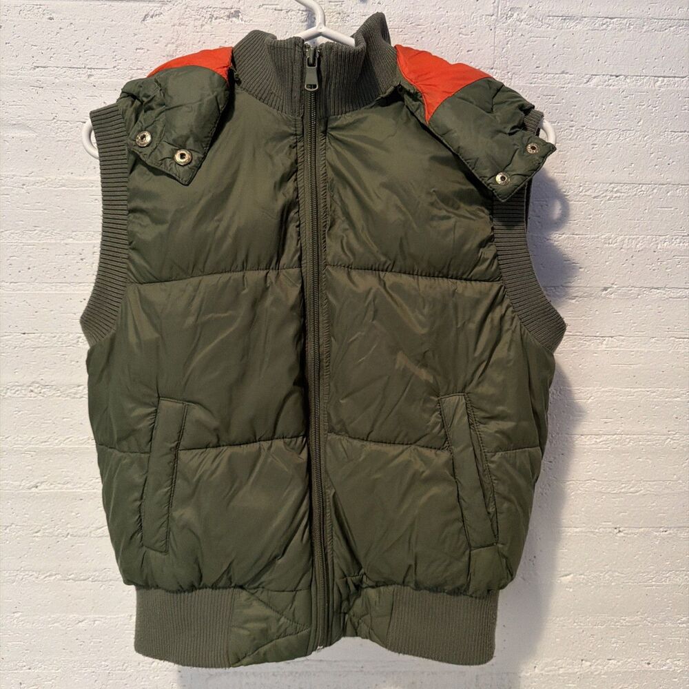 Retro Outdoors Y2K Olive Hodded Puffer Vest S Gorpocre 70s Hiking Streetwear